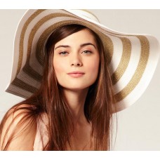 Juicy Couture Sun Hat Lurex Stripe Straw NEW $78  eb-57572152